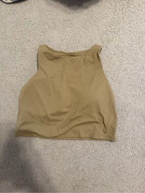 Aerie Sleeveless High Neck Crop Tank Top - Tan XL